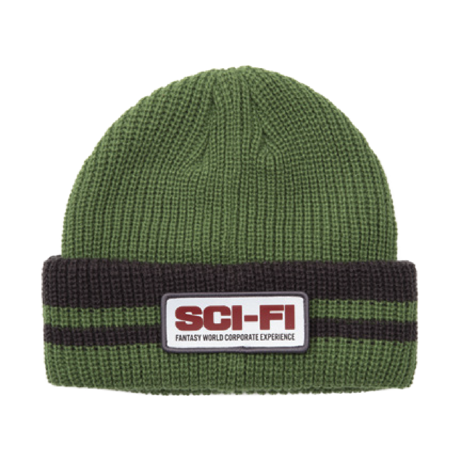 Reflective Patch Beanie - Olive/Grey