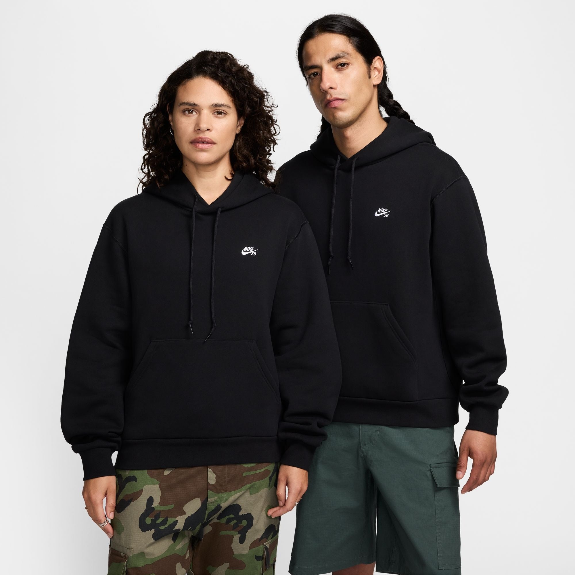 Fleece Pullover Skate Hoodie - Black/White