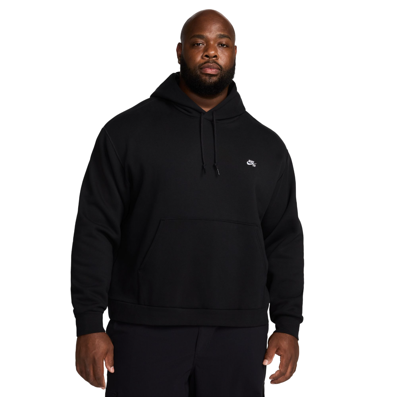 Fleece Pullover Skate Hoodie - Black/White
