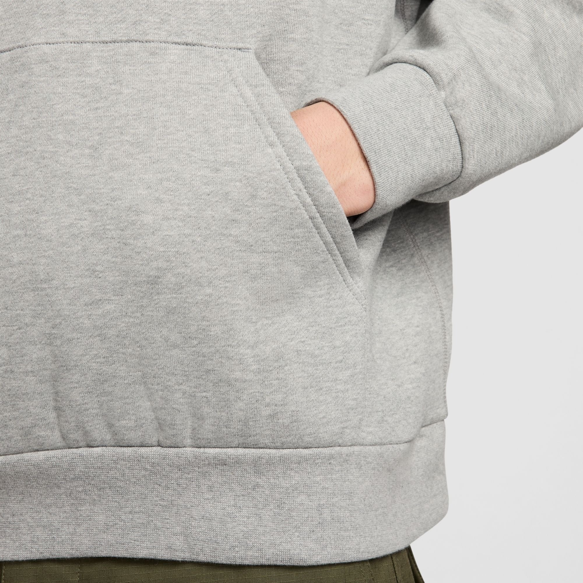 Fleece Pullover Skate Hoodie - DK Grey Heather/White