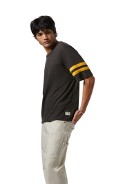 Vintage Football Mesh Jersey T-Shirt - Washed Black/Ray Flower