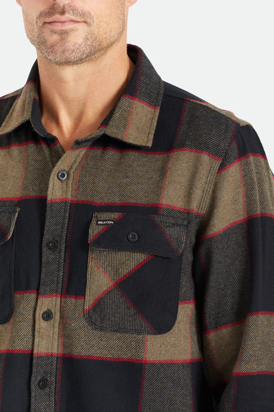 Chemise à manches longues en flanelle Bowery - Gris chiné/anthracite