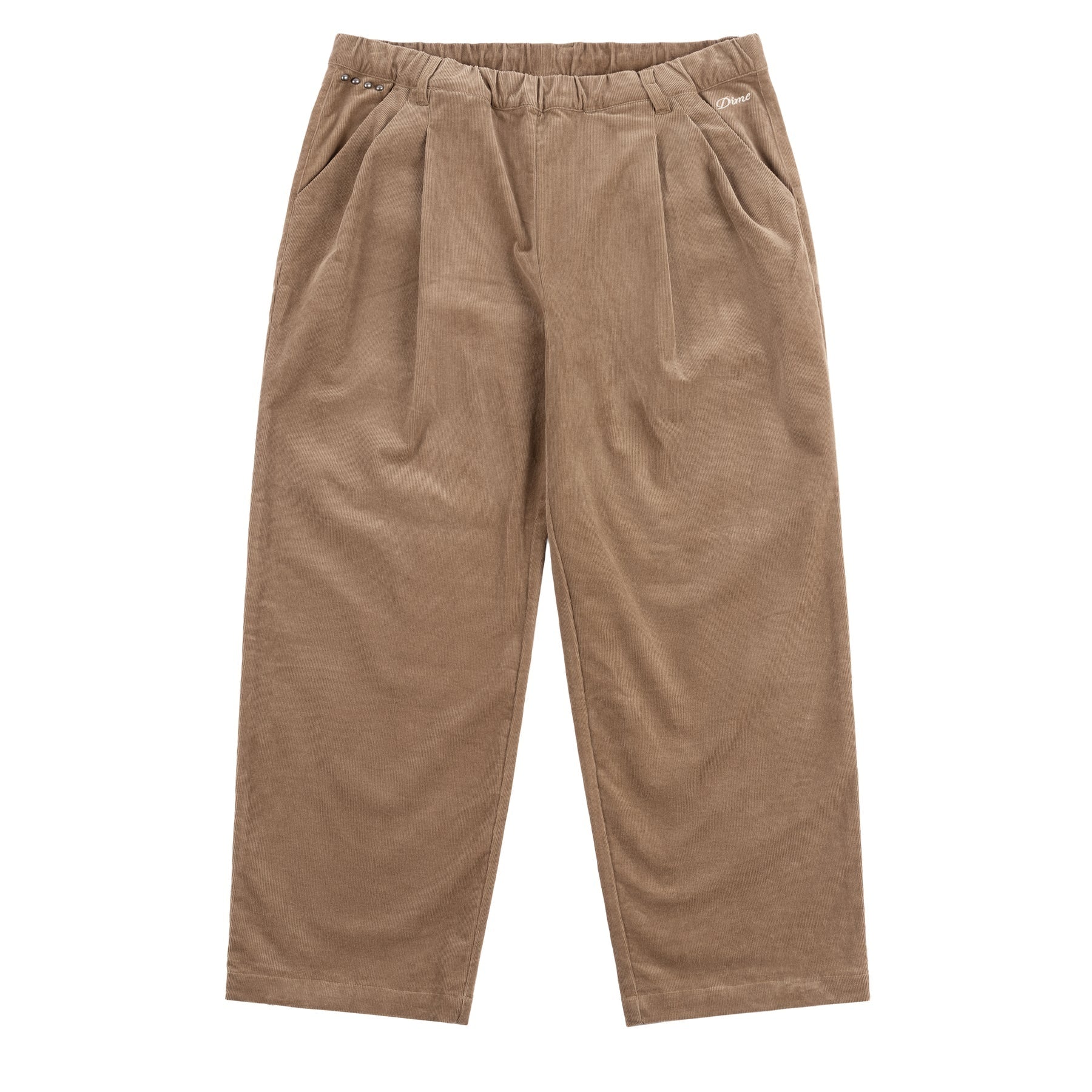 Pantalon plissé en velours côtelé - Marron clair