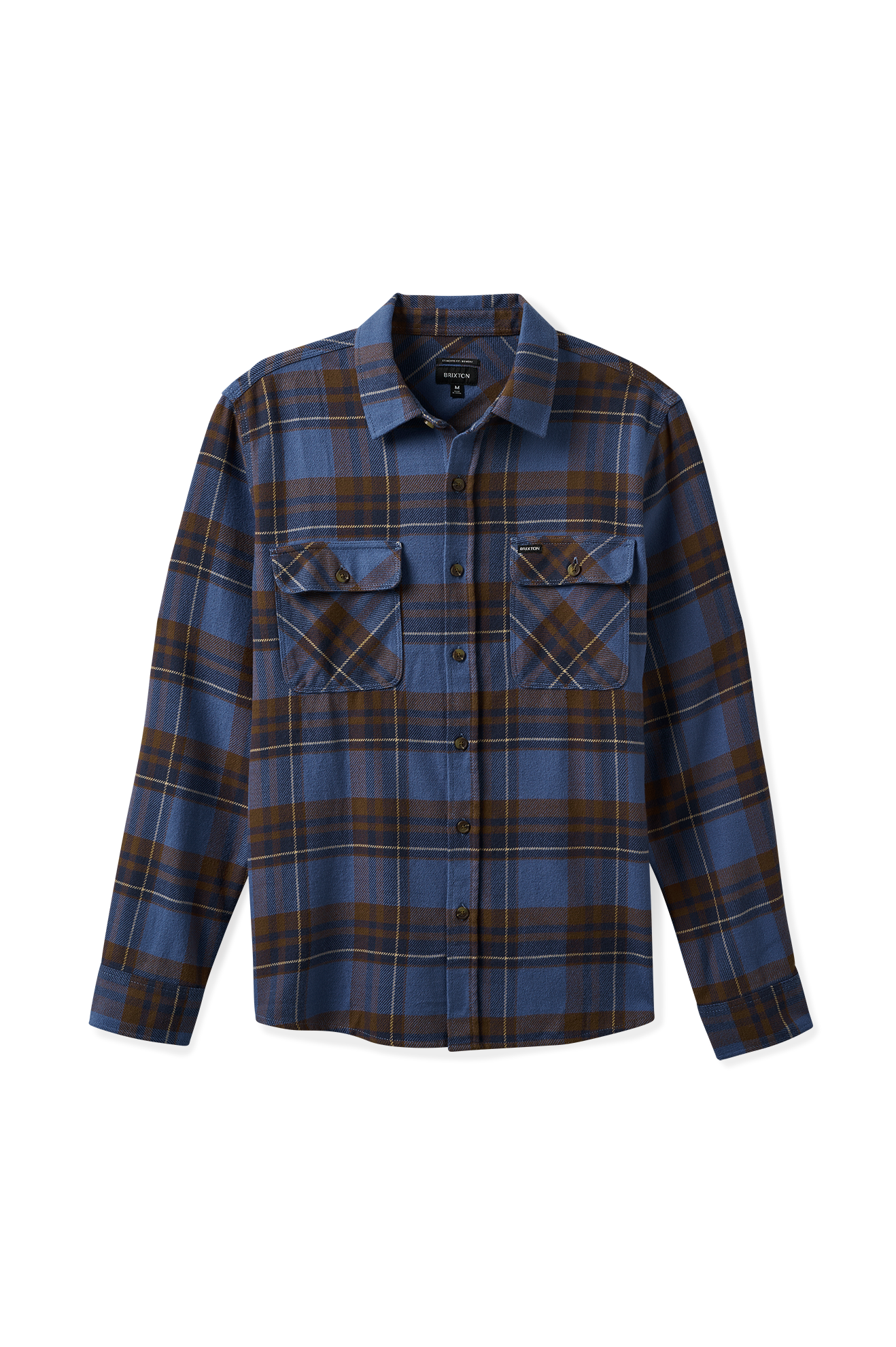 Chemise en flanelle à manches longues Bowery - Bleu Bijou/Marron Pomme de pin