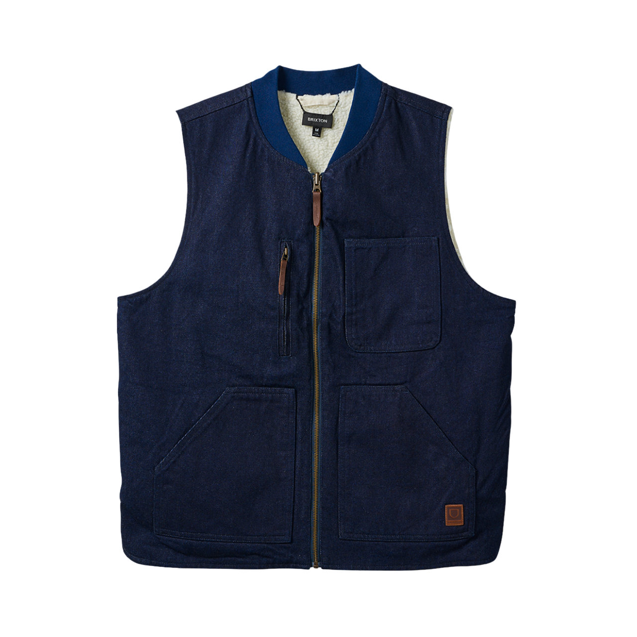 Brixton Builders Abraham Reversible Vest - Rinse Denim/Sherpa