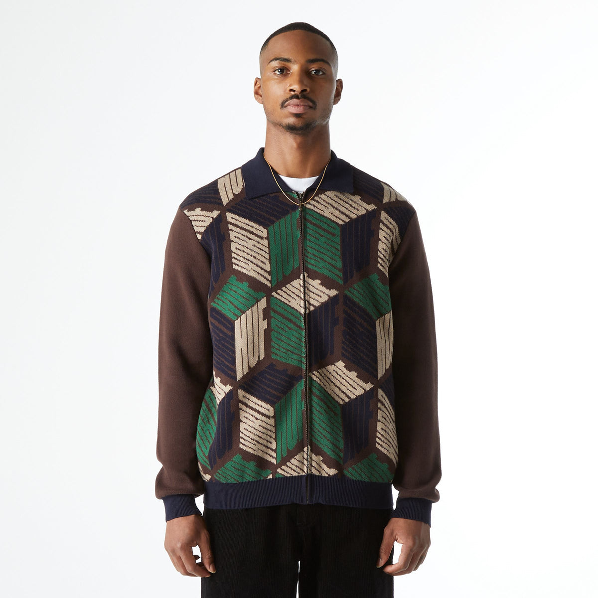 Pull zippé Dimensions - Chocolat