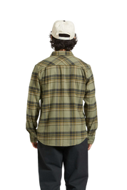 Chemise en flanelle à manches longues Bowery - Vétiver/couronne de laurier/noir délavé
