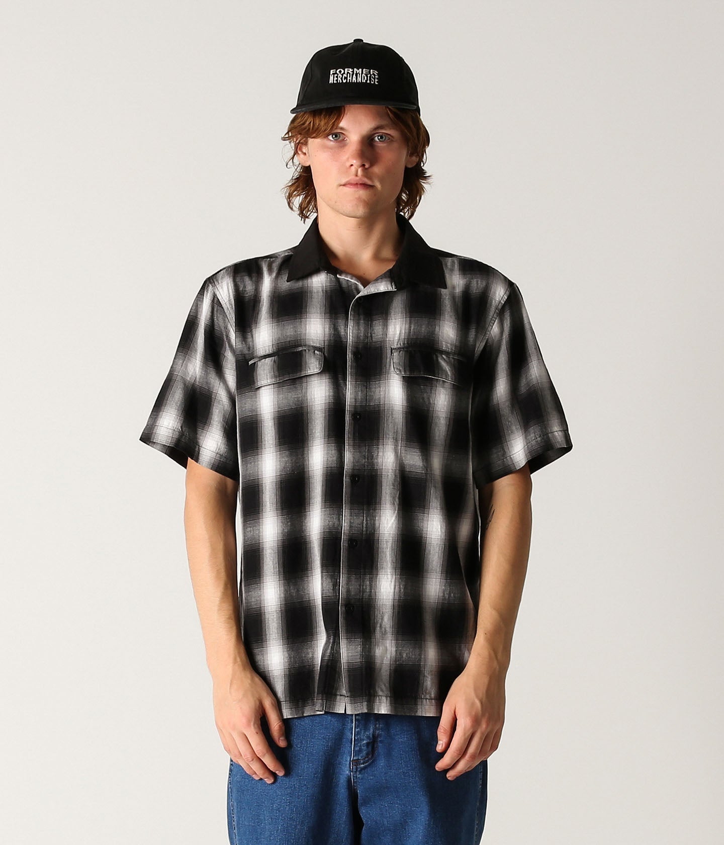 Broadcast Plaid SS Shirt - Black Ombre