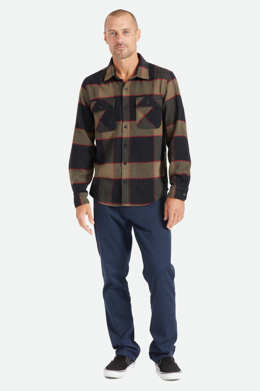 Chemise à manches longues en flanelle Bowery - Gris chiné/anthracite