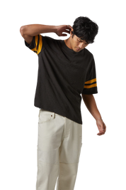 Vintage Football Mesh Jersey T-Shirt - Washed Black/Ray Flower