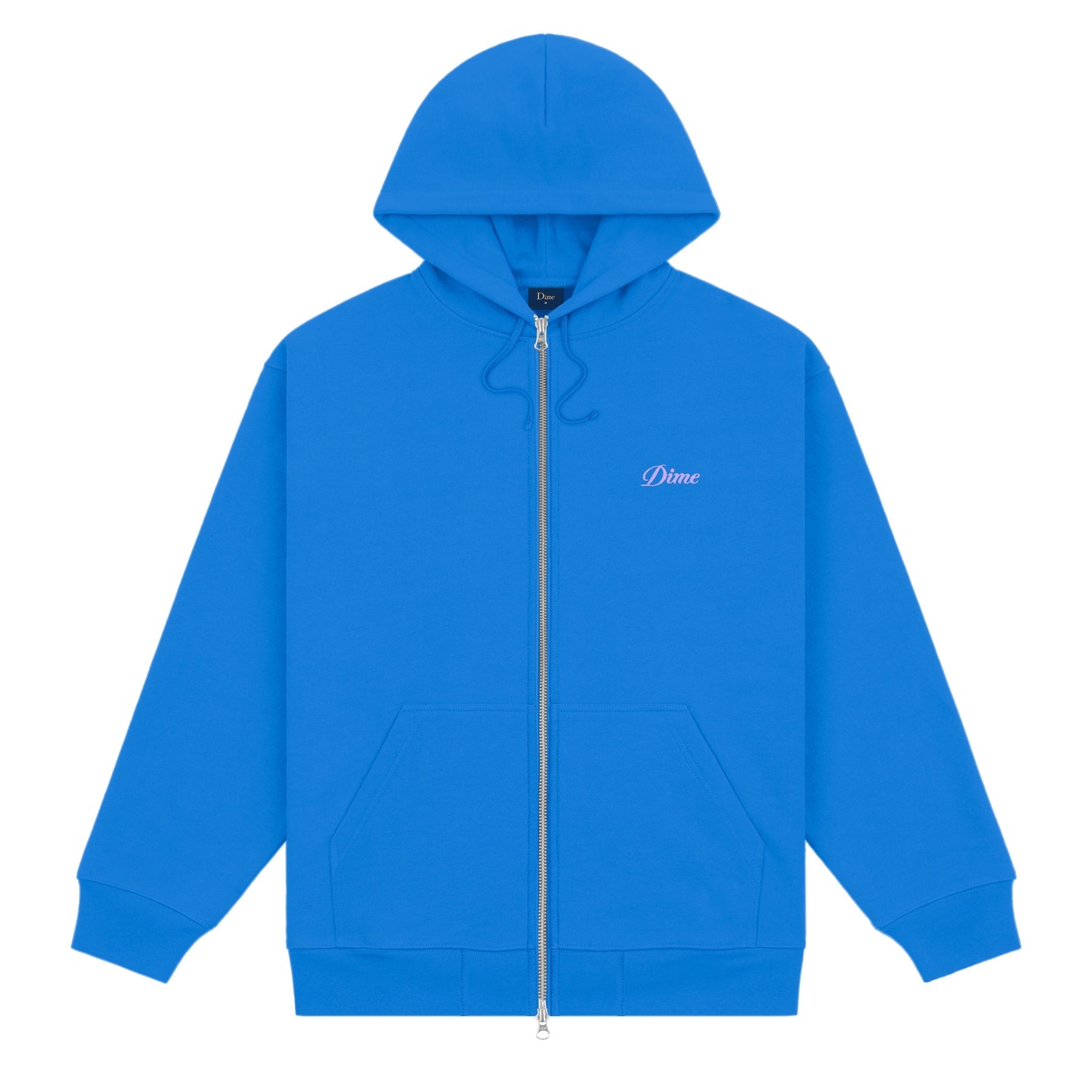 Cursive Small Logo Zip-Hoodie - Cobalt
