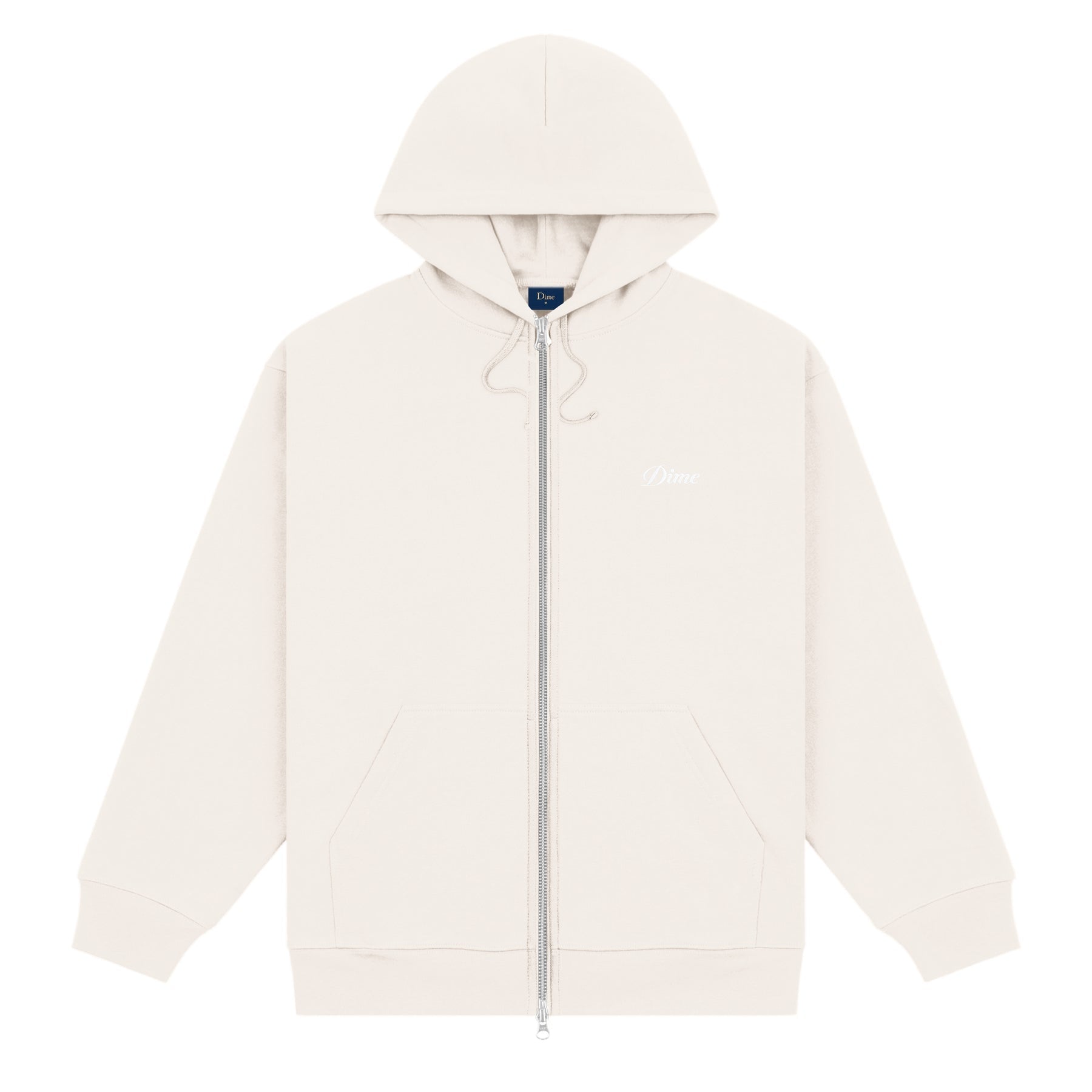 Cursive Small Logo Zip-Hoodie - Natural