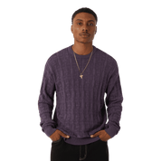 T-shirt ras du cou surteint en jacquard entrelacé - Raisin