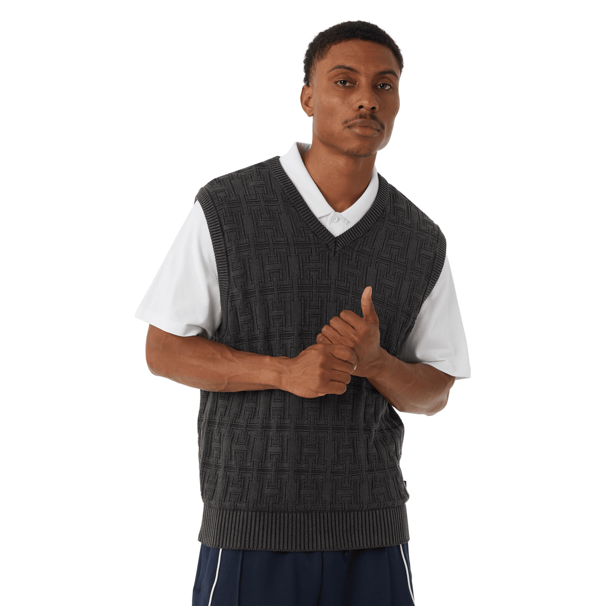 Gilet surteint en jacquard entrelacé - Noir