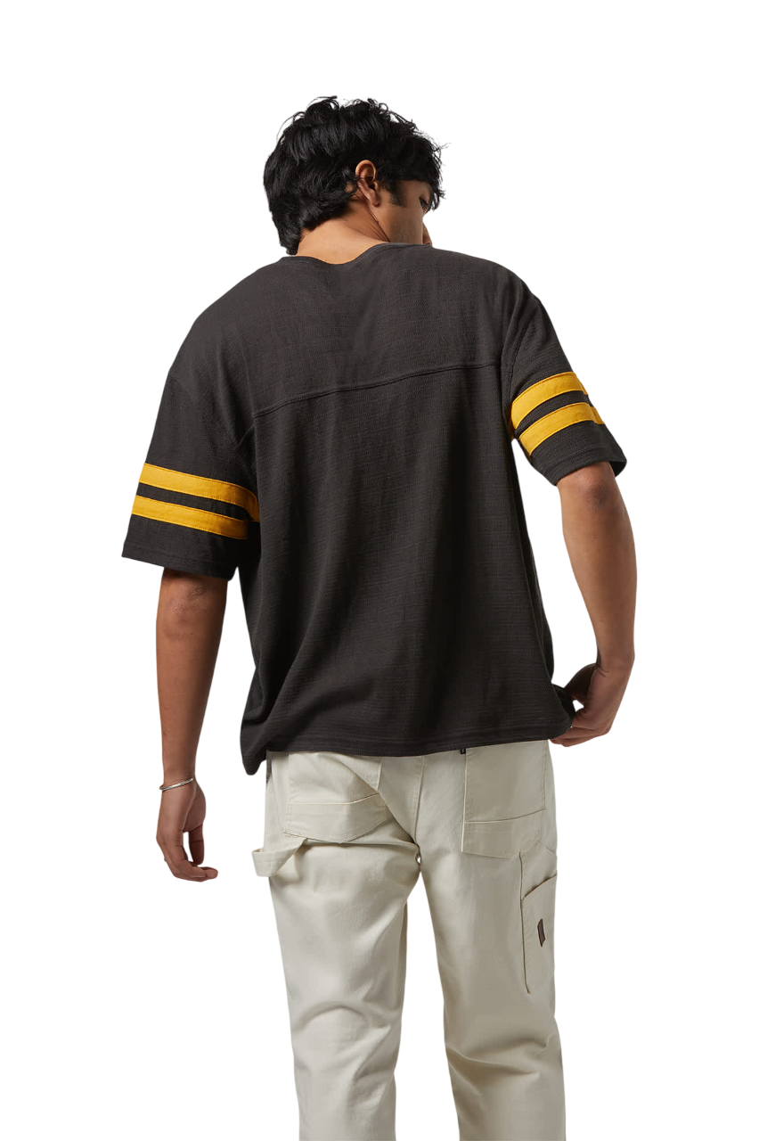 Vintage Football Mesh Jersey T-Shirt - Washed Black/Ray Flower