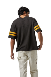 Vintage Football Mesh Jersey T-Shirt - Washed Black/Ray Flower