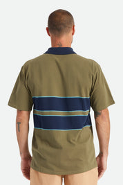 Polo en tricot Shield Boxy S/S - Olive militaire/bleu marine