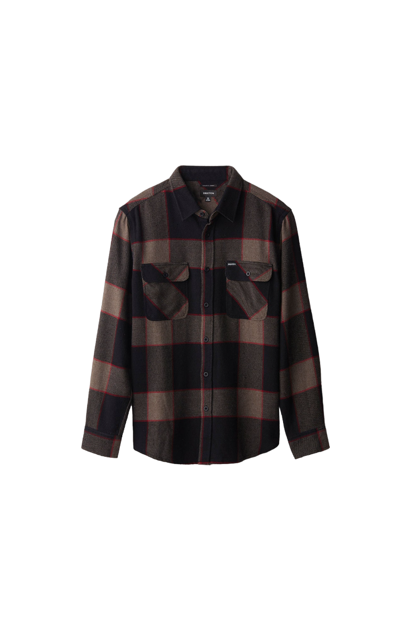 Chemise à manches longues en flanelle Bowery - Gris chiné/anthracite
