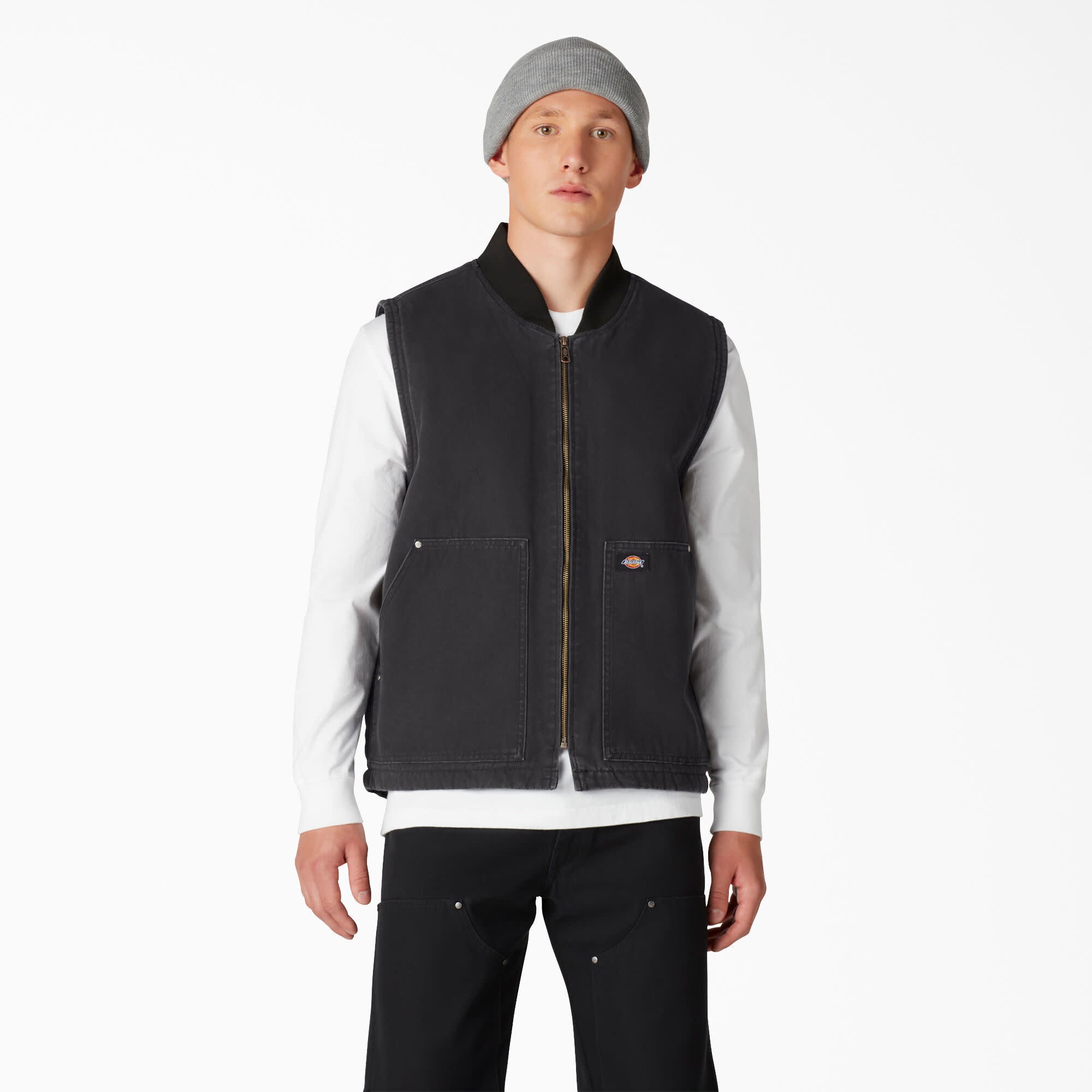 Gilet doublé en polaire à poils longs - Noir délavé (SBK)