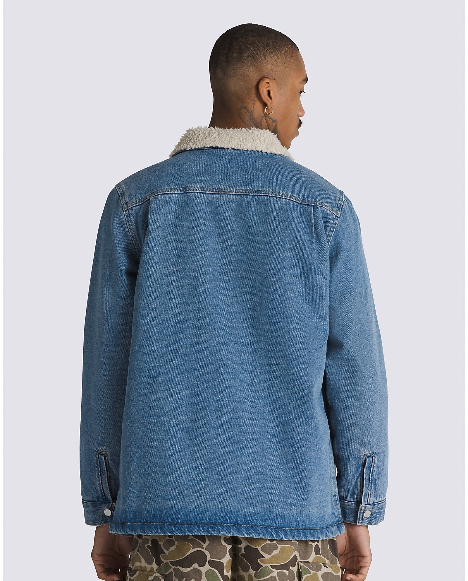 Manteau en sherpa en denim Drill Chore - Bleu délavé