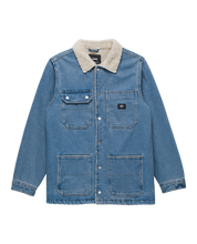 Manteau en sherpa en denim Drill Chore - Bleu délavé