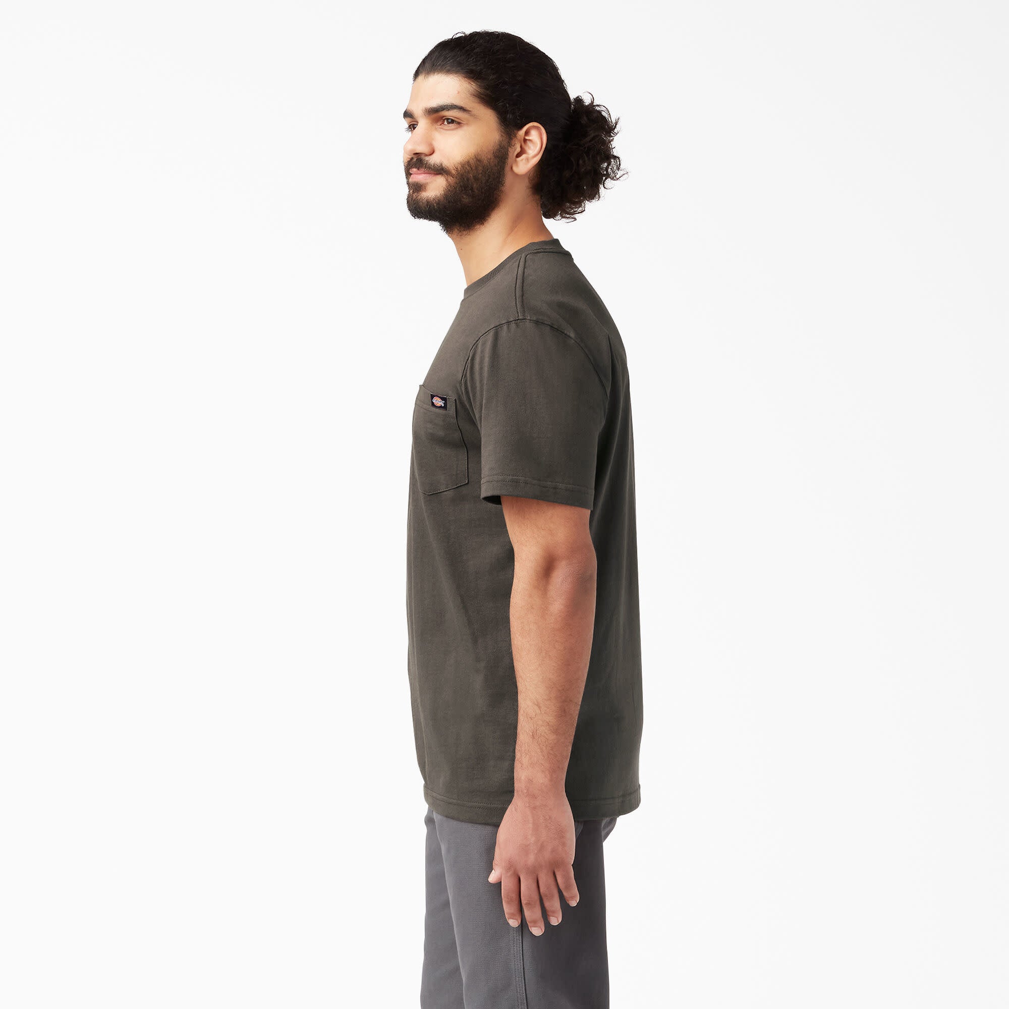 T-shirt épais à manches courtes et poche - Olive noire (BV)