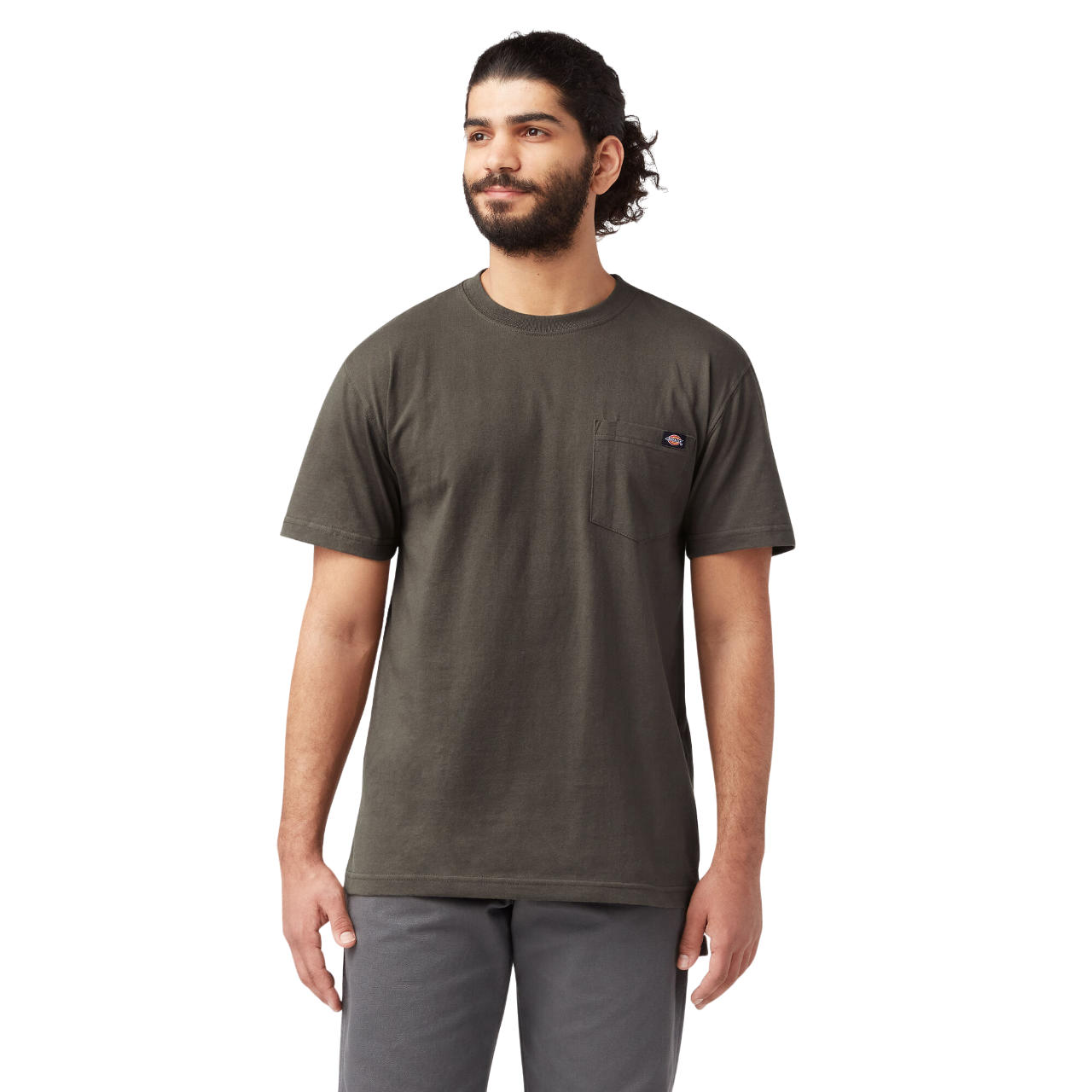 T-shirt épais à manches courtes et poche - Olive noire (BV)