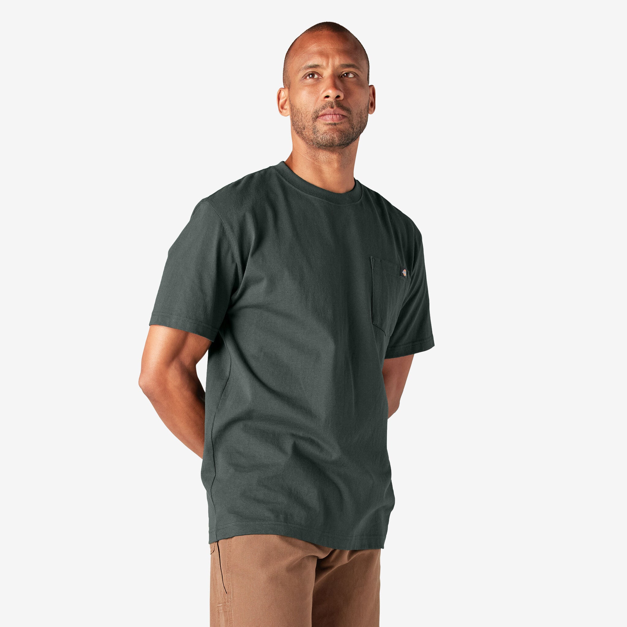 T-shirt épais à manches courtes et poche - Vert chasseur (GH)