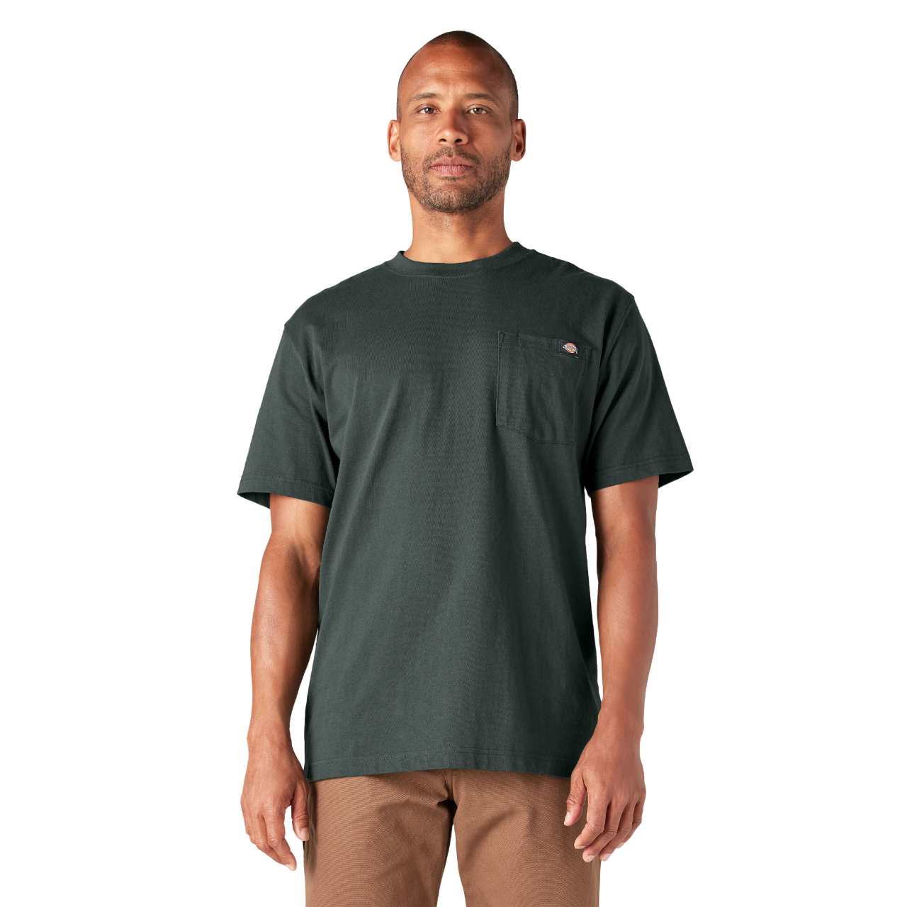 T-shirt épais à manches courtes et poche - Vert chasseur (GH)
