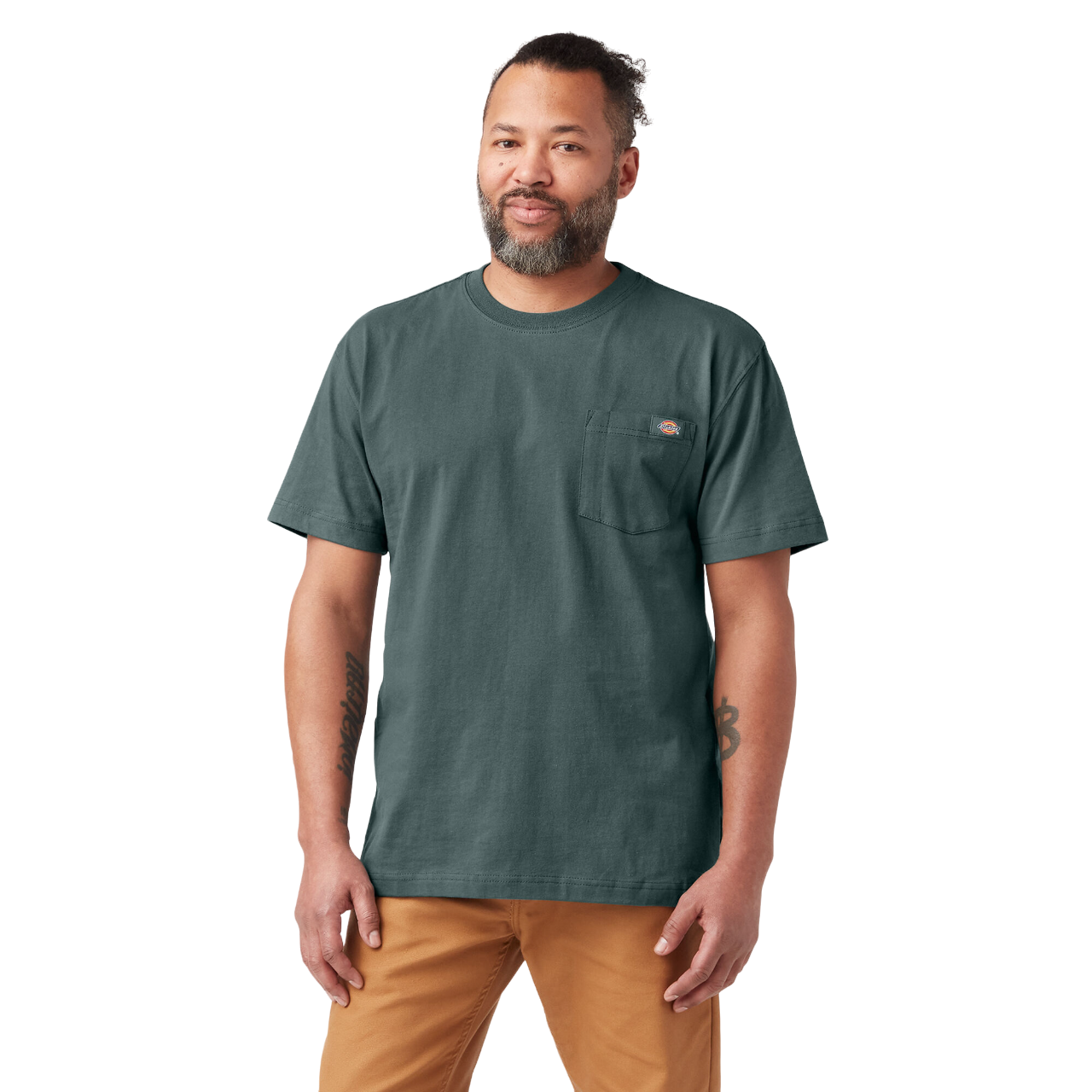 T-shirt épais à manches courtes et poche - Vert Lincoln (LN)