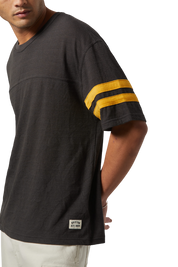 Vintage Football Mesh Jersey T-Shirt - Washed Black/Ray Flower