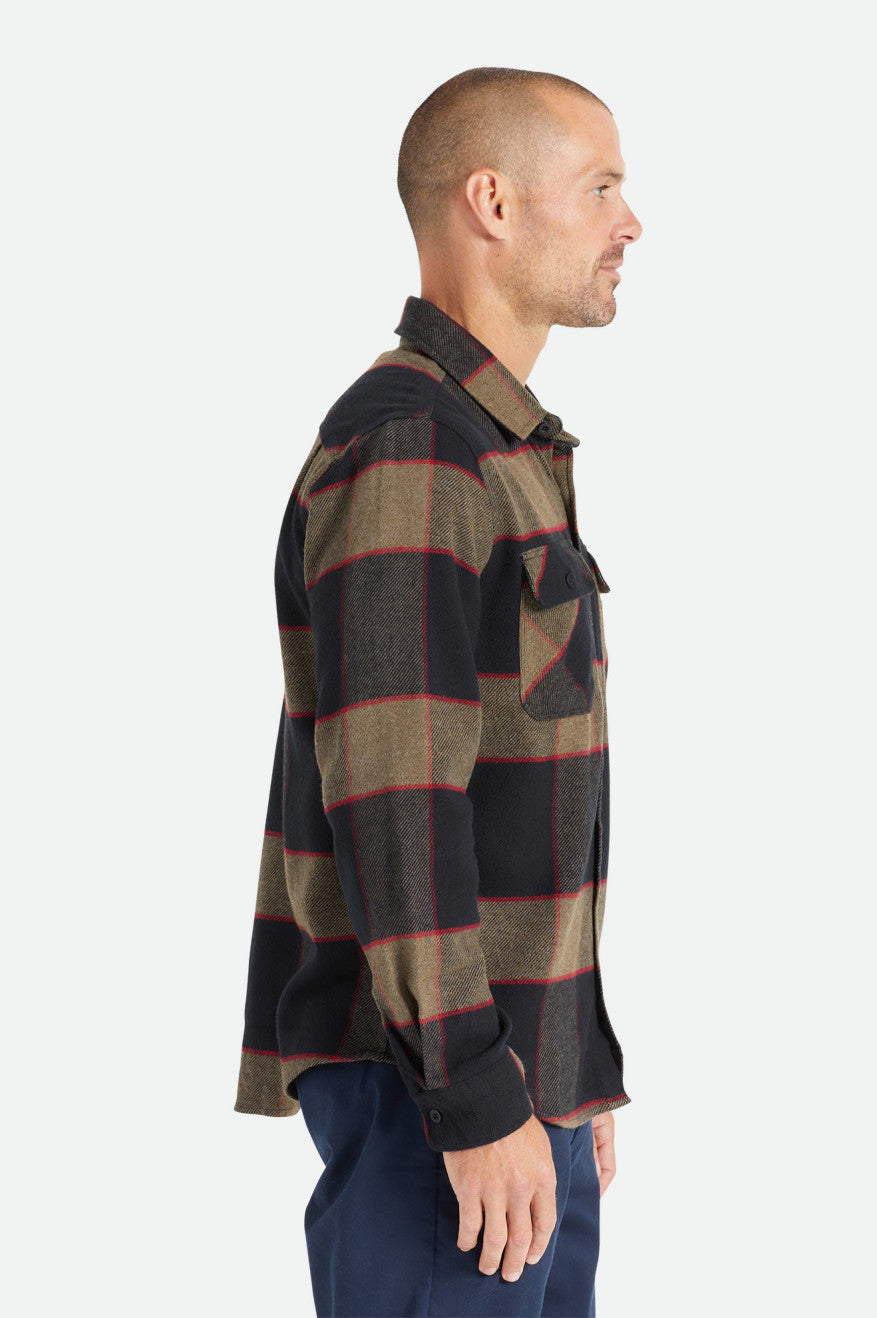 Chemise à manches longues en flanelle Bowery - Gris chiné/anthracite