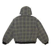 Hooded Quilted Denim Jacket - Plaid