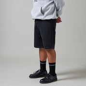 Workers Club Short en Denim - Noir Délavé/Couture Marron