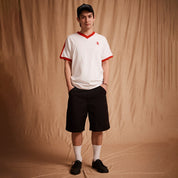 Workers Stripe Organic Cotton Jersey - White/Red