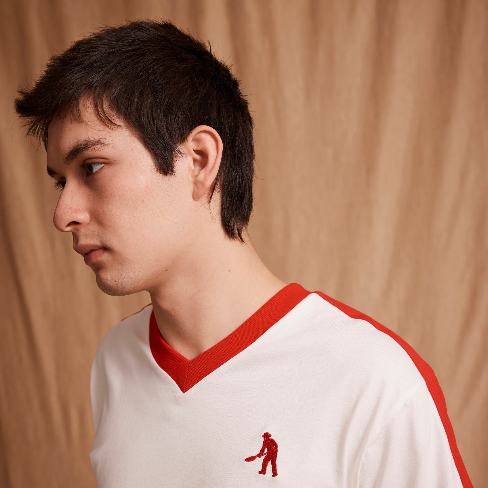 Workers Stripe Organic Cotton Jersey - White/Red