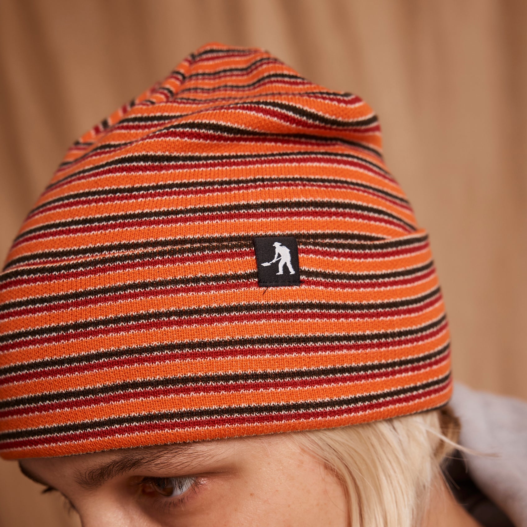 Bonnet Rayé en Coton Bio - Orange Multi