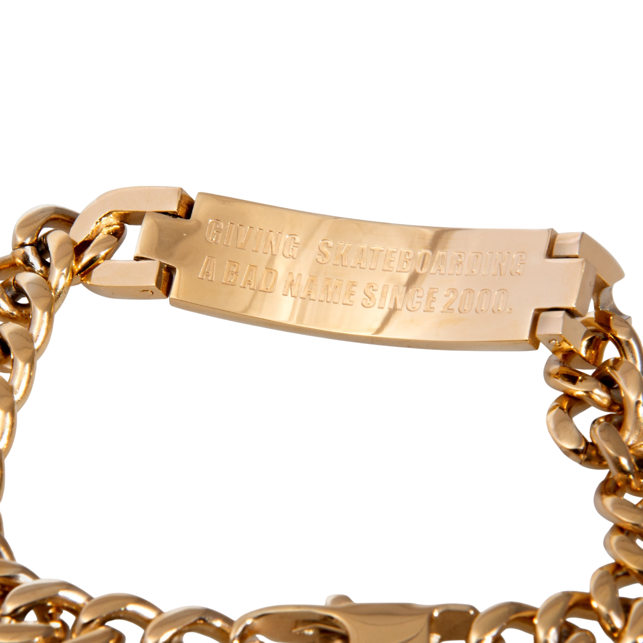 Bracelet d'identification avec logo de marque - Plaqué or 18 carats