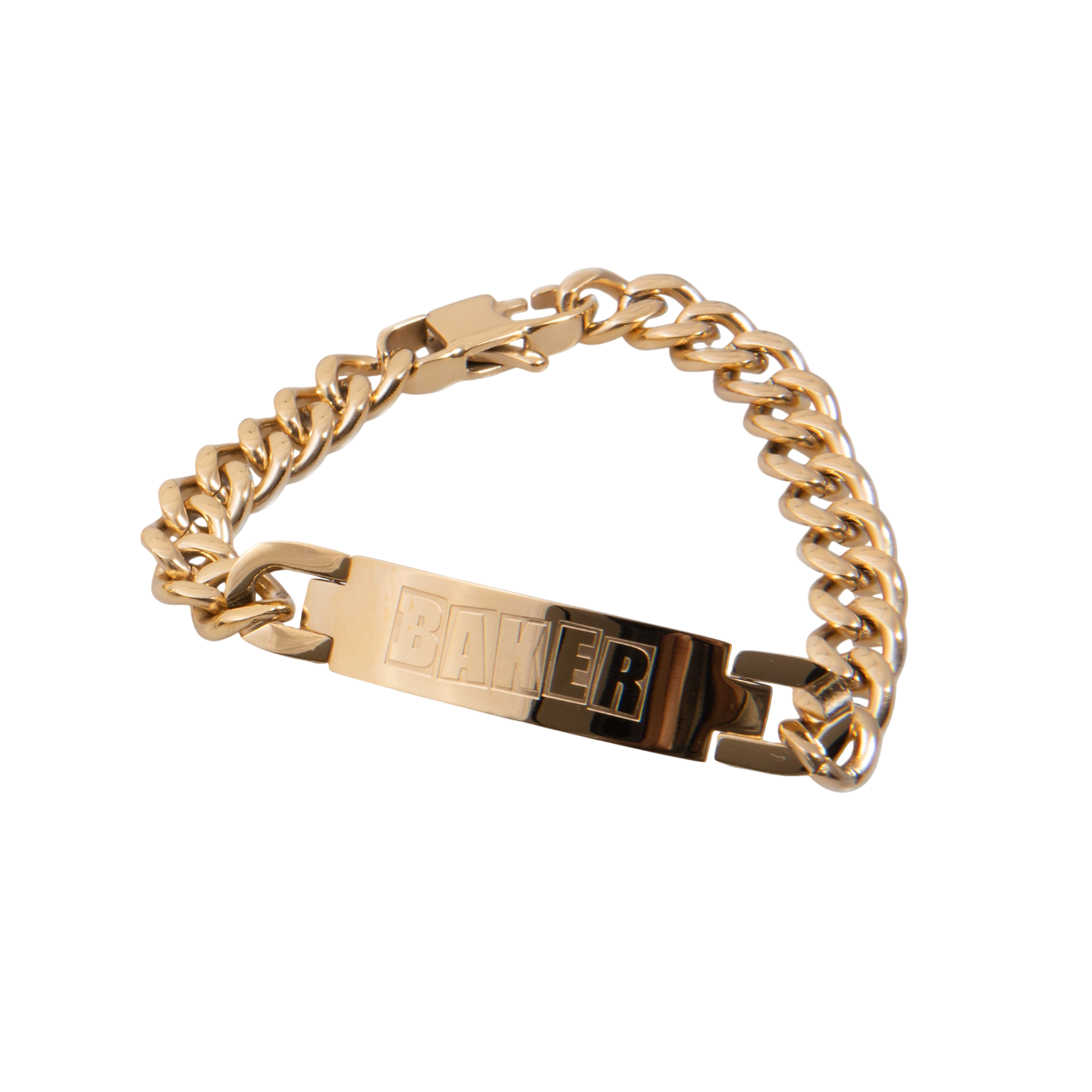 Bracelet d'identification avec logo de marque - Plaqué or 18 carats