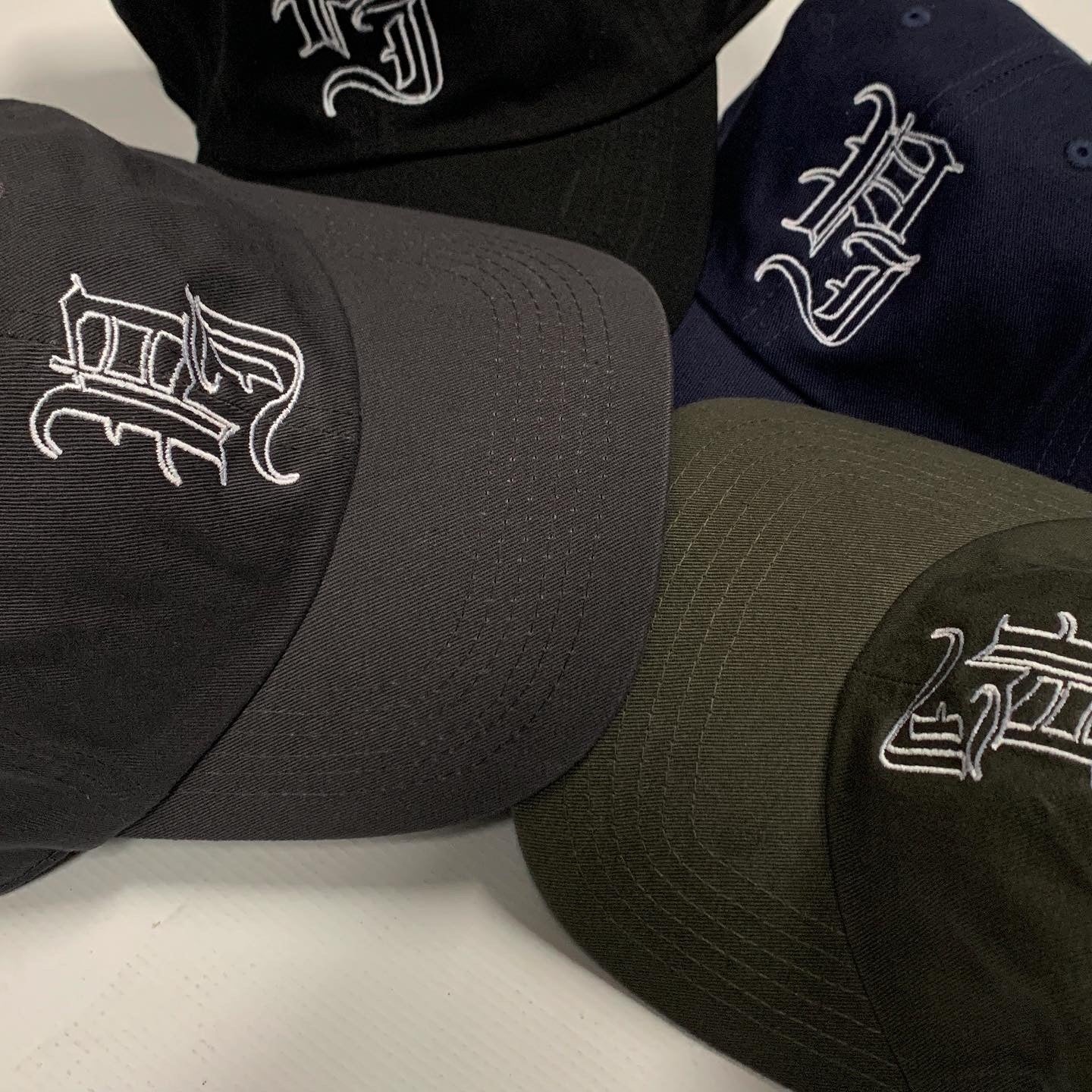 Stamp Embroidered Cap - Black