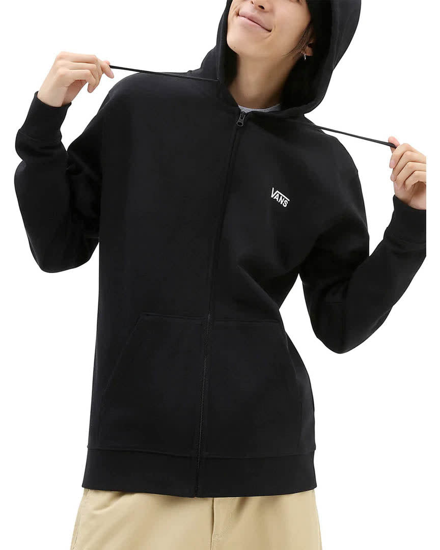 Basic Full Zip Hoodie - Black