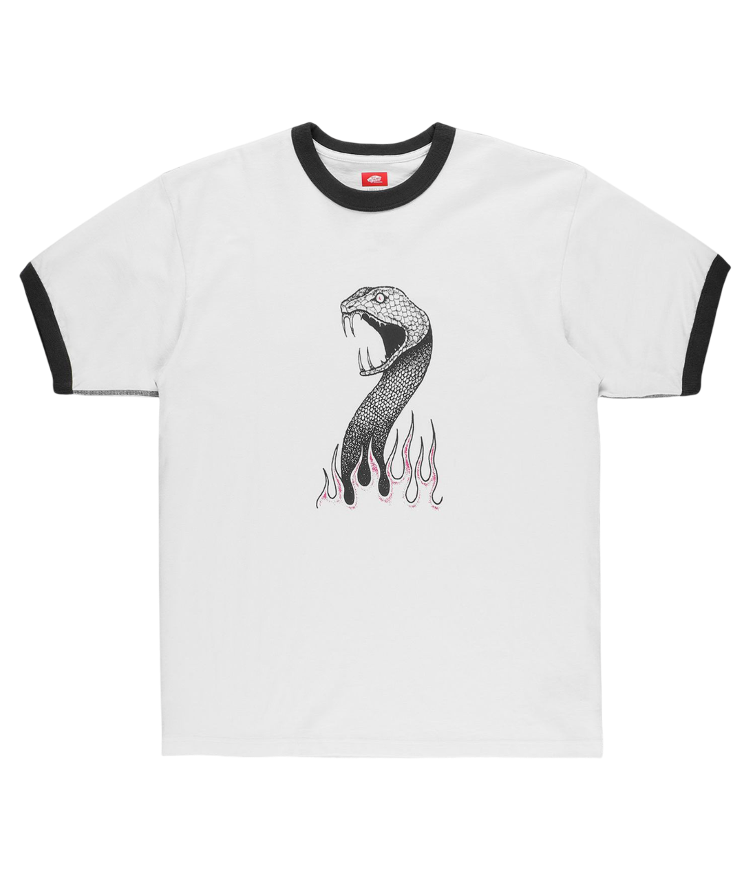 Skate Mike G Snake Flame Ringer T-Shirt - Marshmallow White