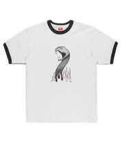 Skate Mike G Snake Flame Ringer T-Shirt - Marshmallow White