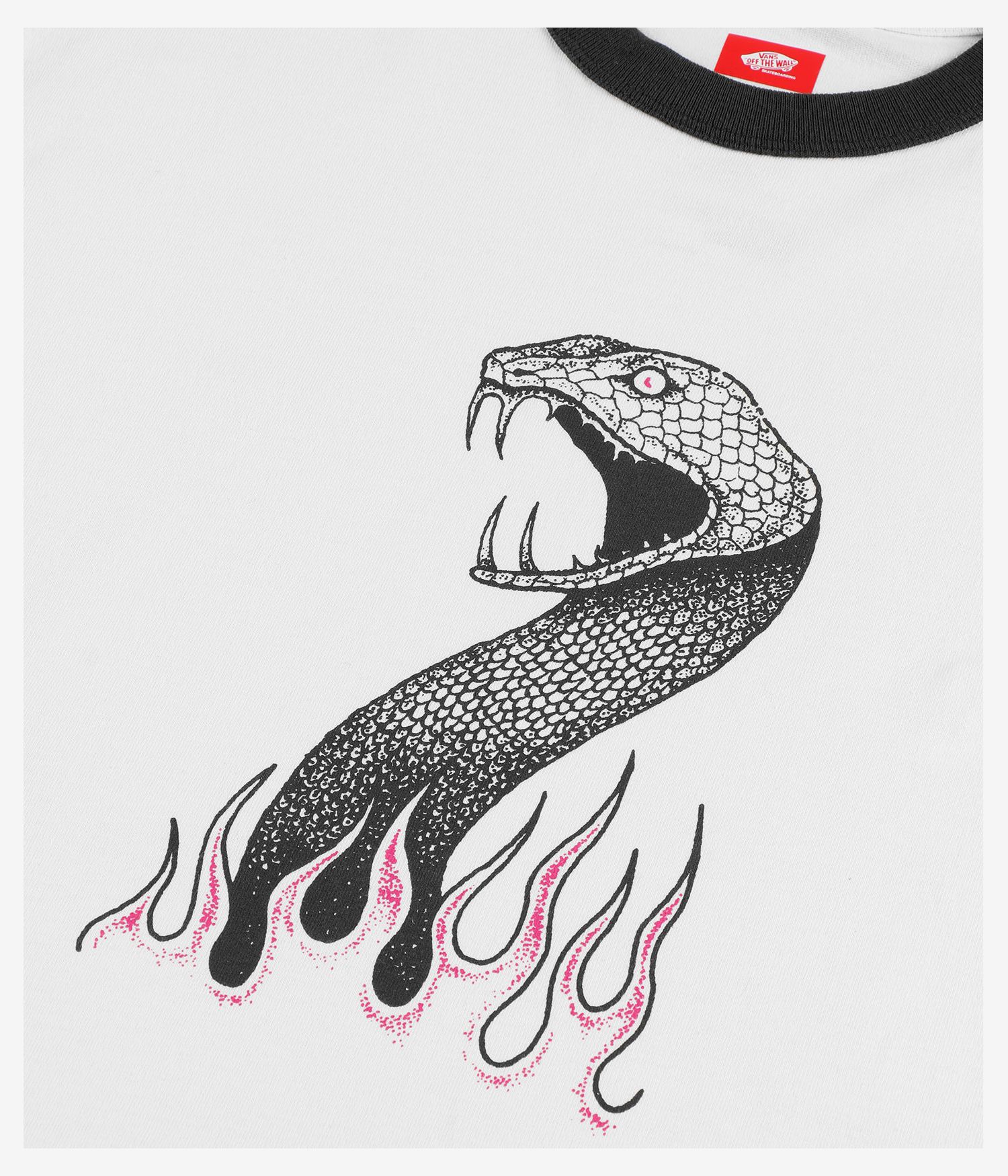 Skate Mike G Snake Flame Ringer T-Shirt - Marshmallow White