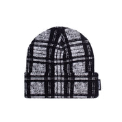 Distorted Plaid Cuff Beanie - Black/White