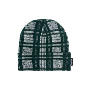 Distorted Plaid Cuff Beanie - Green/White