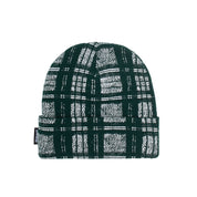 Distorted Plaid Cuff Beanie - Green/White