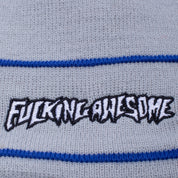 Little Stamp Striped Cuff Beanie - Grey/Blue