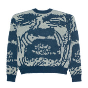 Pull tricoté à dents - Bleu sarcelle/blanc