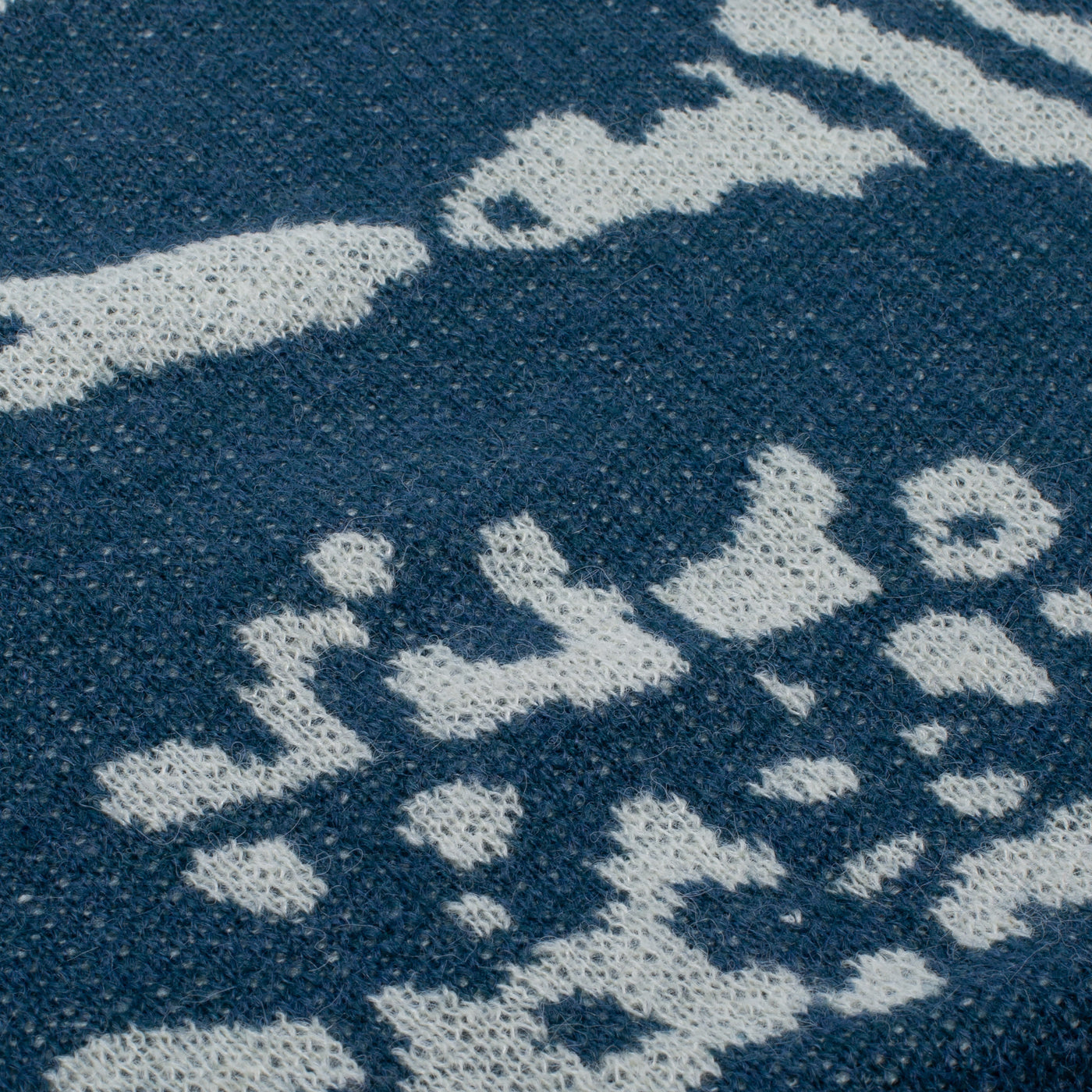 Pull tricoté à dents - Bleu sarcelle/blanc